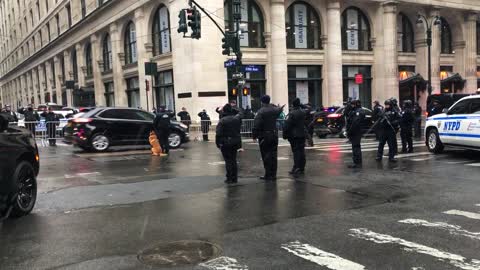 New York Fifth Avenue- Thousands of police officers attend the funeral of an officer shot in Harlem