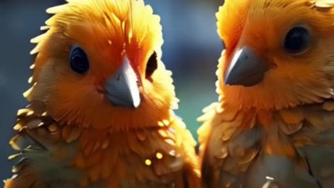 some beautiful cute birds in the sunshine , funny shorts animation