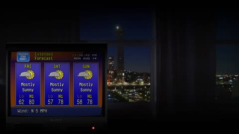 Retro Weather TV LIVE - Open Window, City Night. Let's Go.