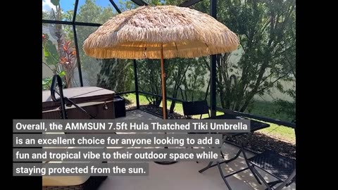 See Comments: AMMSUN 7.5ft Hula Thatched Tiki Umbrella Hawaiian Style Beach Patio Umbrella and...