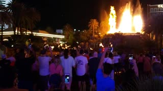 The volcano display of the Mirage Hotel.