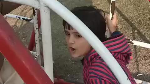 My son And my daughter enjoy in public park