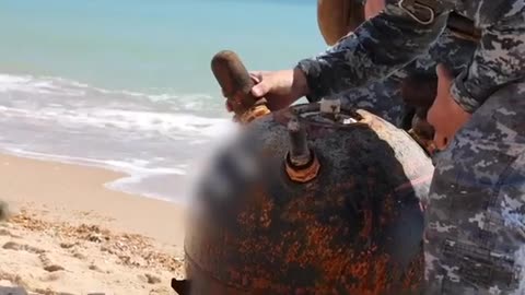 A Ukrainian mine was found on the Odessa beach today