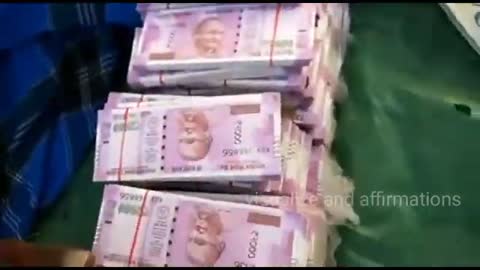 Indian money visualization,two thousand rupees money bundles,