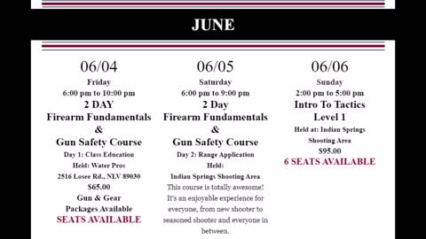 May / June Class Schedule