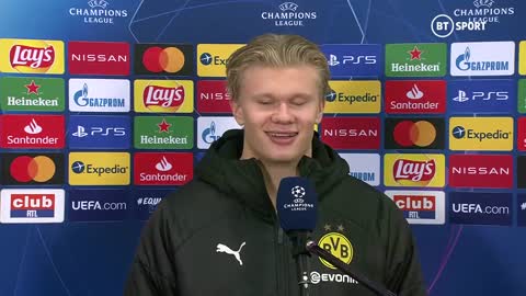 "You sleeping lonely tonight?" Seriously awkward Erling Haaland interview after Brugge 0-3 Dortmund