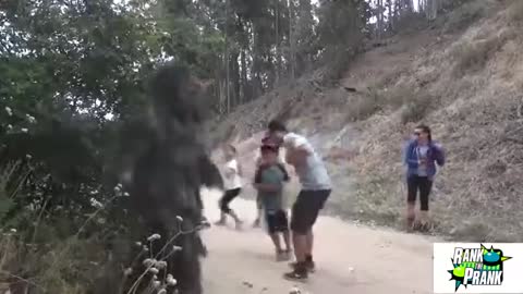 Bigfoot scare on mountai trail Funny prankvideos