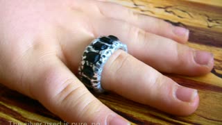 Beautiful Black coral and Fine Silver ring
