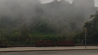 Short view for Edinburgh city in fog time