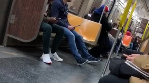 Guy sings "my neck my back" on subway intercom speaker