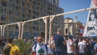 Protesters in Beirut set up symbolic nooses for corrupt politicians
