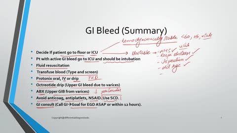 GI Bleed (Quick summary of management)