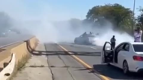 It's Starting: Kids in NY Doing Donuts on the Highway Waving Palestinian Flags