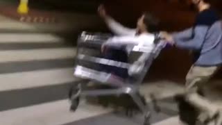Boy on cart flips