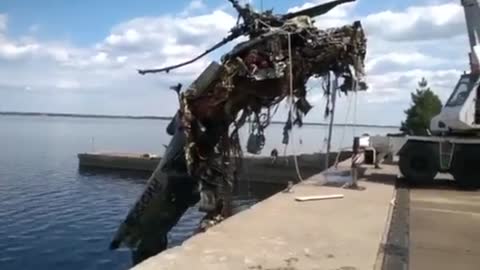 Russian Attack Chopper Shot Down And Pulled From River