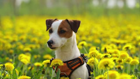 Golden Moments: Puppy's Playtime in a Field of Sunshine 🌼🐾