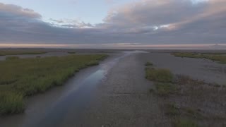 Aerial Shot Of River And Grass