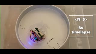 Magnetic Propelled Boat with two Aligned Electromagnets at 8x TIMELAPSE