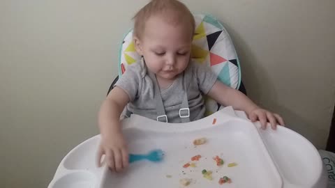 Funny toddler gets lesson on proper dining etiquette