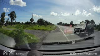 Large Truck Forces Vehicle into Oncoming Lane