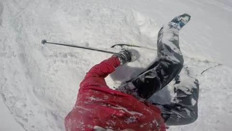 Helmet pov red jacket ski faceplant