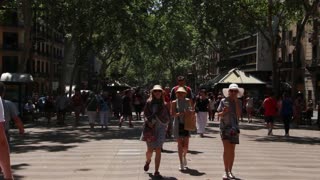 Street Full Of Tourists Morning View