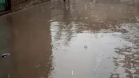 Little girl enjoy raining