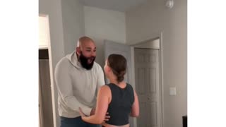 Husband has priceless reaction when he finds out he'll be a dad