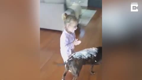 Cheeky Little Girl Covers Dog nappy cream🐕