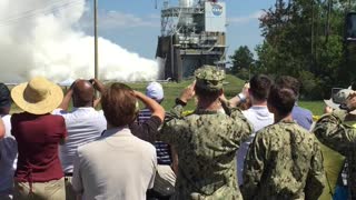 Rocket Engine Hot Fire Test Makes It Rain