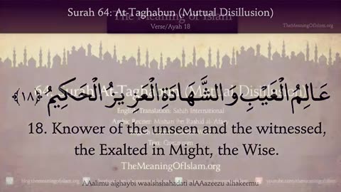 Quran: 64. Surat At-Taghabun (The Cheating): Arabic to English Translation HD