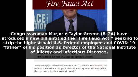 Fire Fauci Act introduce by Congresswoman Marjorie Greene