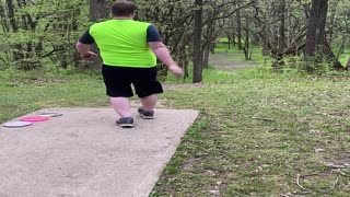 Guy Pumped after Nailing Far Frisbee Golf Shot