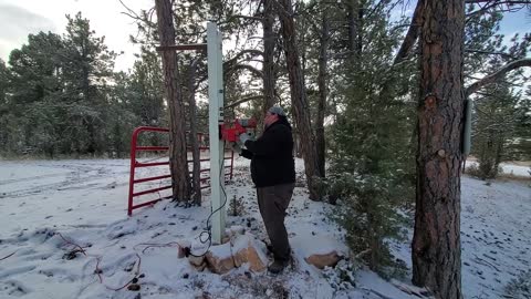 Drilling I beam to hang our gates