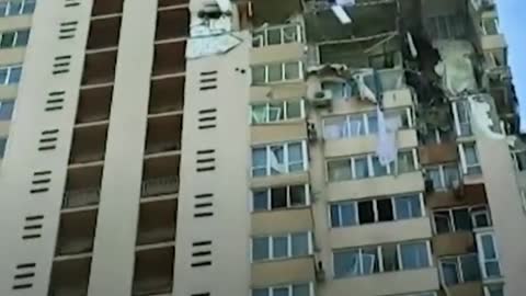 Russia Ukraine Invasion - Russian MIssile hit appartment high rise in Kyiv