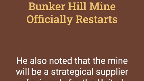 Bunker Hill Mine Officially Restarts