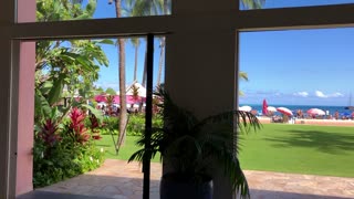 Tropical Exotic Beach View, Royal Hawaiian Lobby
