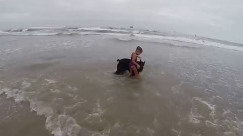 Watch This Dog Keep A Little Girl Safe From The Scary Infinite Bath