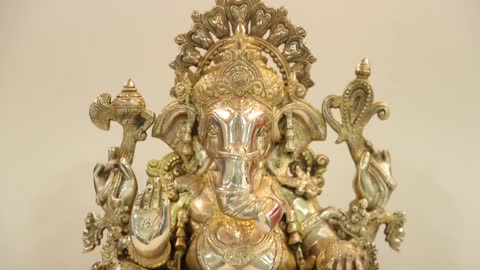 19" Superbly Decorated Lord Ganesha In Brass | Handmade