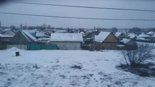 View from the train at the Russian village