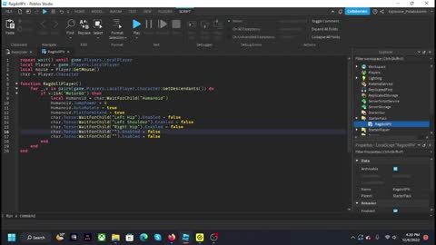 Attempting to code a ROBLOX Ragdoll System (ROBLOX Studio)