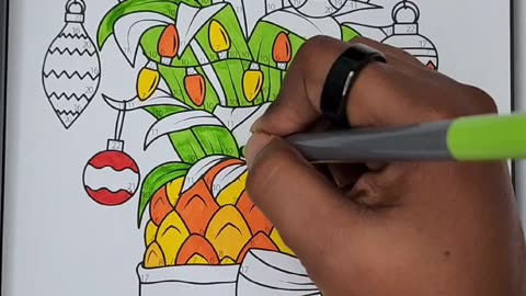 Coloring a Decorated Pineapple - Christmas in July