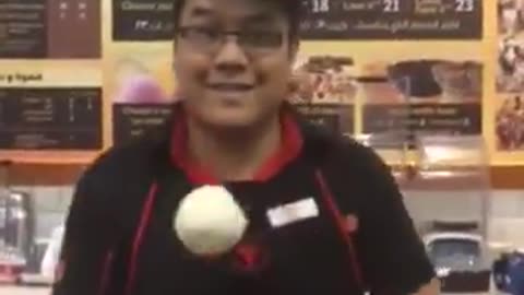 Dropping Skills_Ice Cream Juggler In Qatar Shows Off Jaw