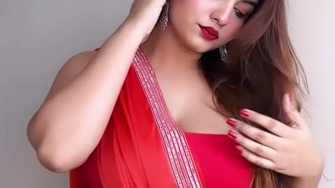 Looking Hot in red saree