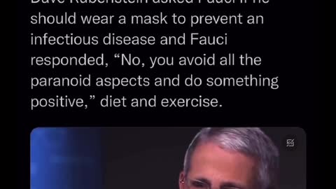 Dave Rubenstein asked Fauci if he should wear a mask to prevent an infectious disease