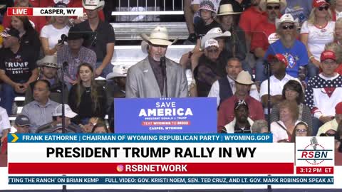WY GOP State Chair Frank Eathorne Jr. Speaks at President Trump's Save America Rally in Casper, WY on 5/28/22