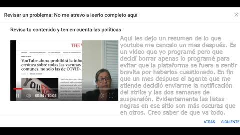 Por un video que ni llegué a publicar Youtube me censura por dos semanas