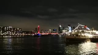 Rotterdam River in night