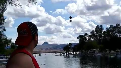 Guy with Jetpack Flies Over Lake Havasu