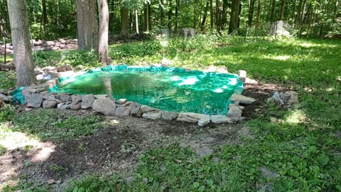 Pond dug ready for waterfall construction